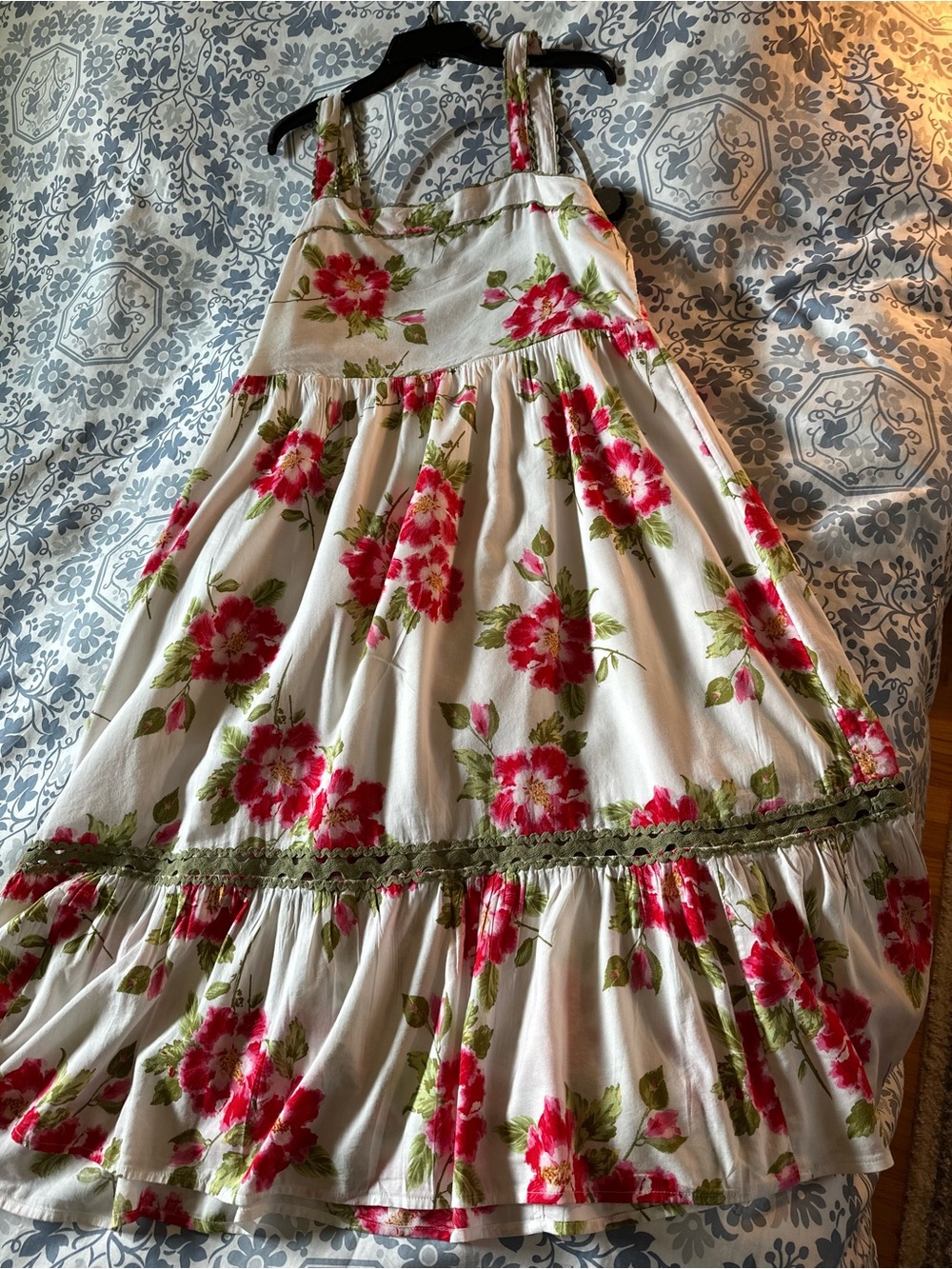 LC Lauren Conrad White Sundress with Pink and Green Floral Print